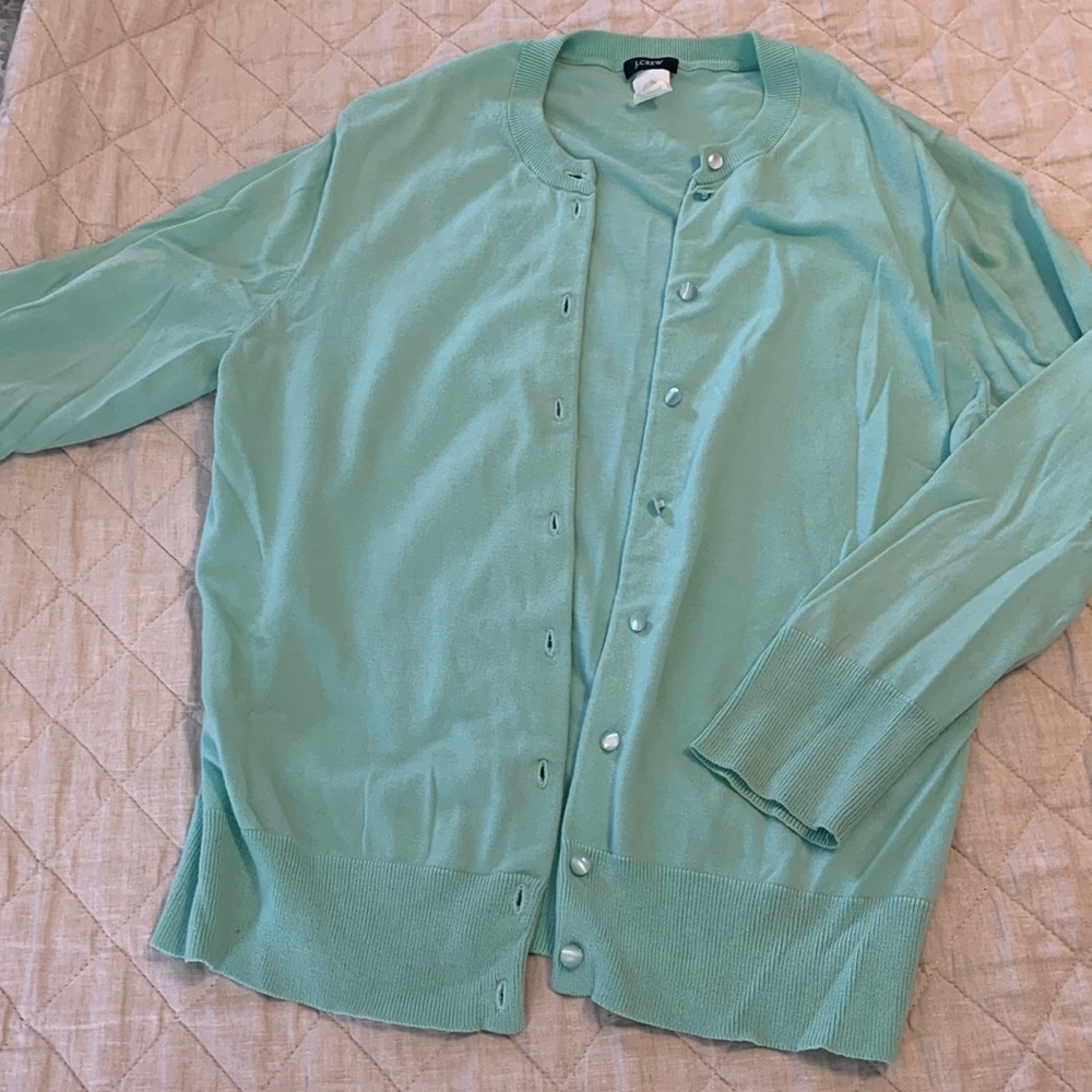 J. Crew Classic Cardigan in Springy Mint Color